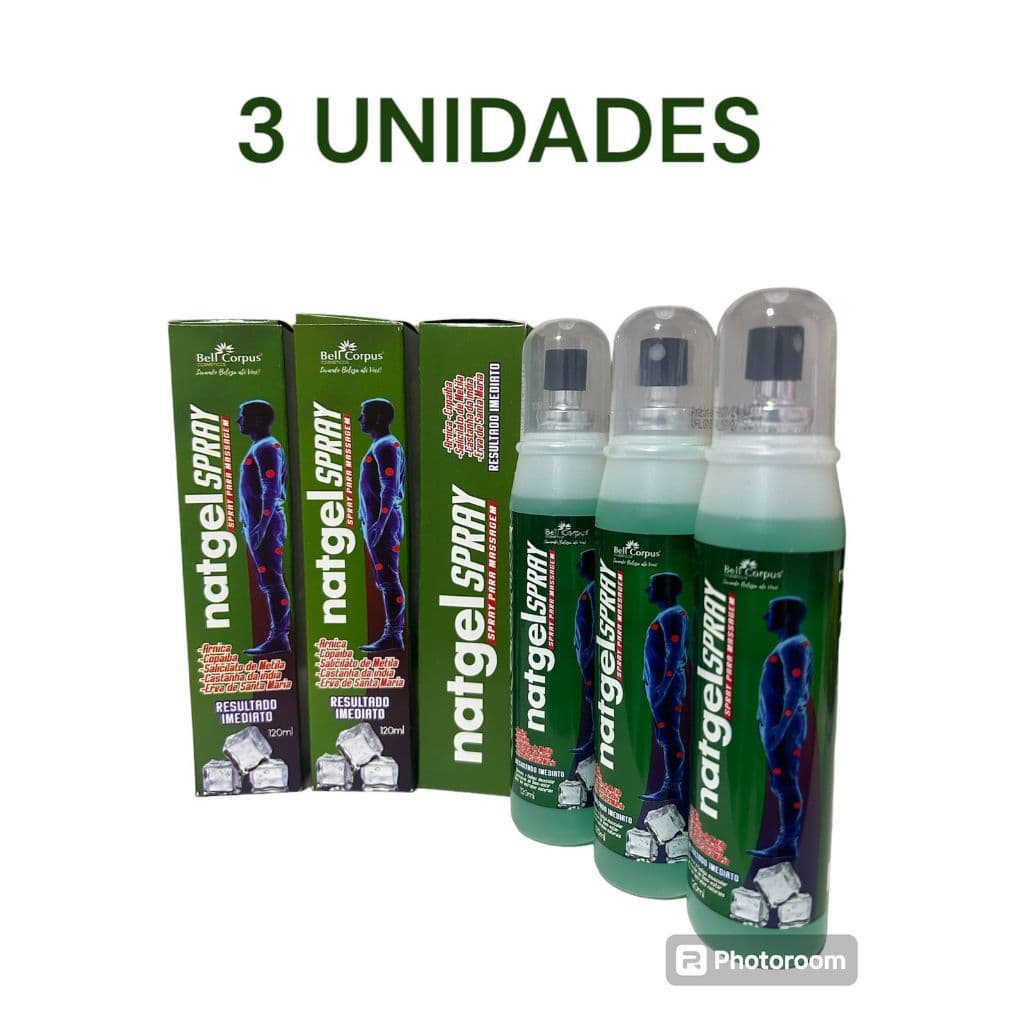 Kit 3 - Gel Massageador Natgel 120g Spray - Bell Corpus - ORIGINAL