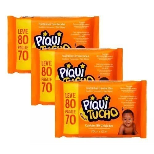 Kit 3 Pacotes Lenços Umedecidos Álcool Antisséptico Hipoalergênico Higiene Piquitucho Suave
