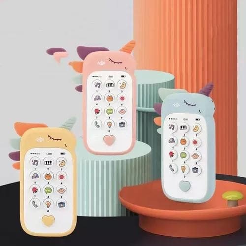 Brinquedo celular unicornio com Mordedor e Telefone infantil Brinquedo Educativo Musical 2 em 1 para bebê criança