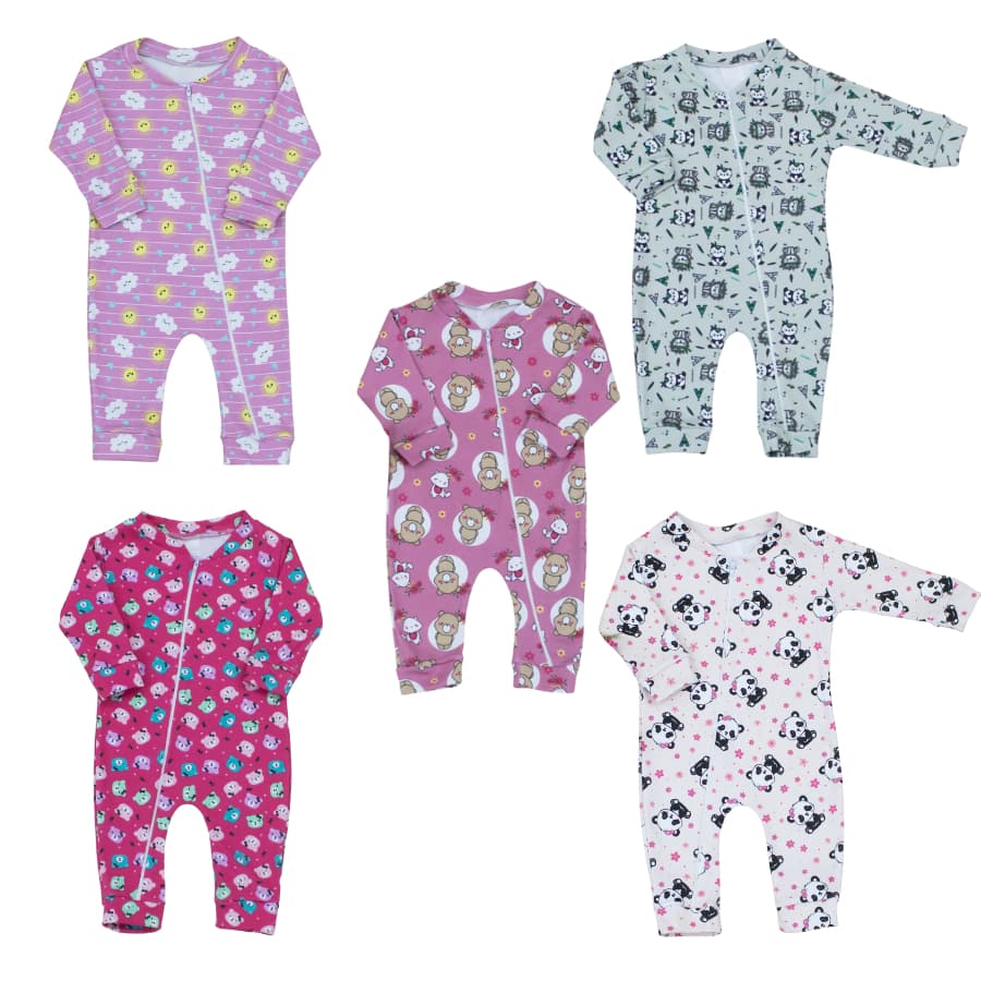 Macacão Bebe Menina e Menino Macacao 05 Unidades - Conjunto Infantil para Bebê para Menino e Menina