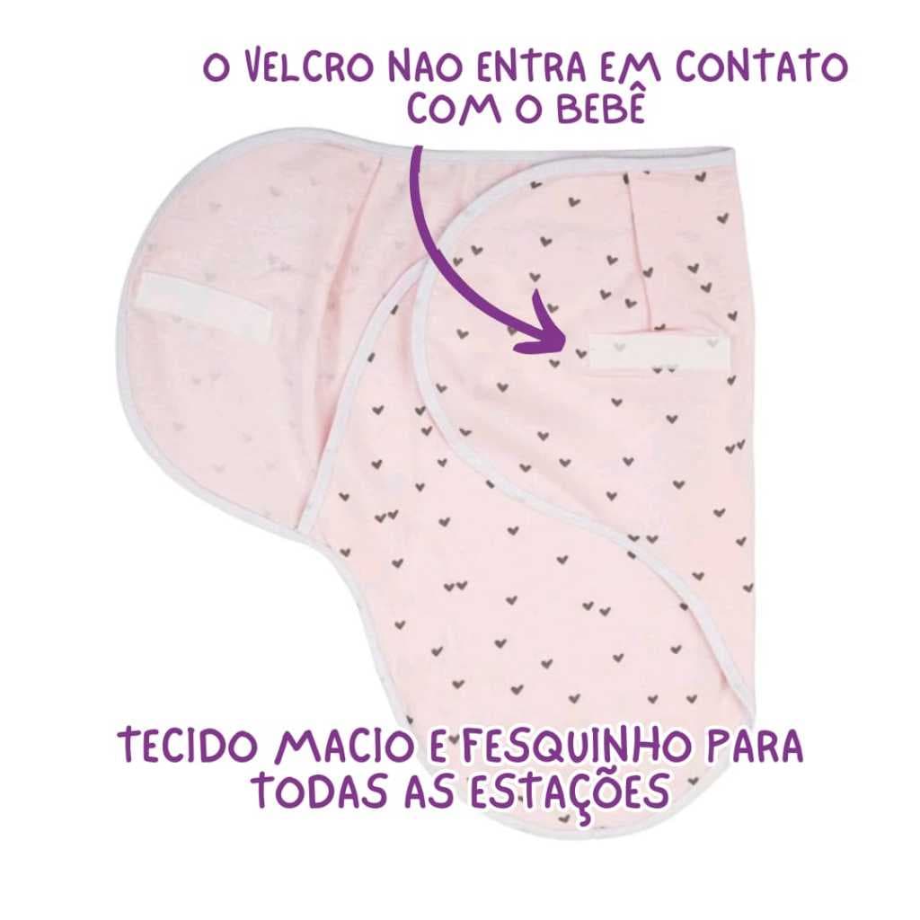 Charutinho Bebê Recém Nascido Cueiro Swaddle Ajustável de 0 a 3 Meses Fresquinho e Maleável