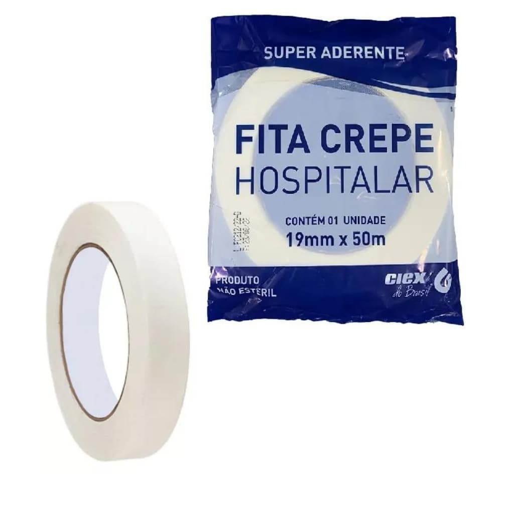 Fita Adesiva Hospitalar de Crepe 190 mm x 50 metros - Kit Com 5 Unidades Ciex