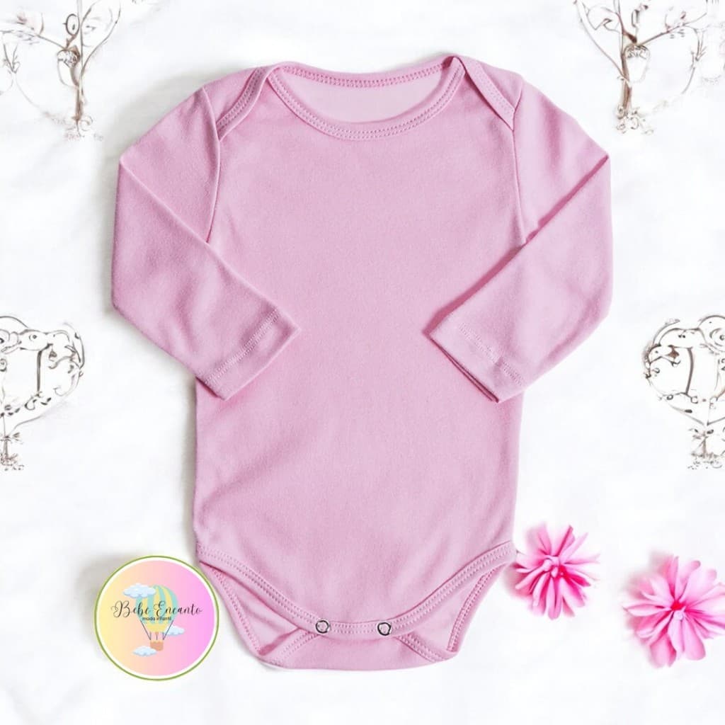 Kit 2 Bodies PREMIUM em Suedine Bebê de Malha Gola Americana Pagão Manga Longa Bebê Menino e Bebê Menina Canelado Infantil 100% Algodão