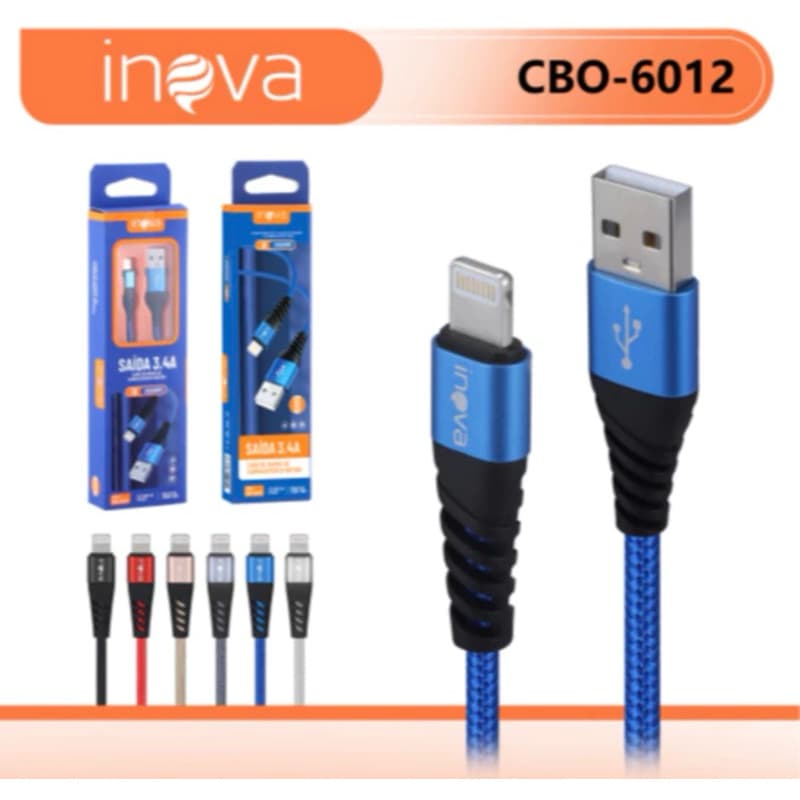 Cabo para IOS  inova 3.4A Carga Rápida (2 METRO)  - IOS Carregador Celular iPhone Original Inova