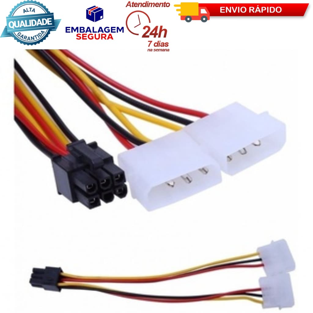 Cabo De Força Pci-e Para Placa De Video 6 Pinos Adaptador