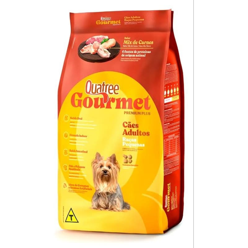 Ração Quatree Gourmet, 10kg cachorro raças pequenas.