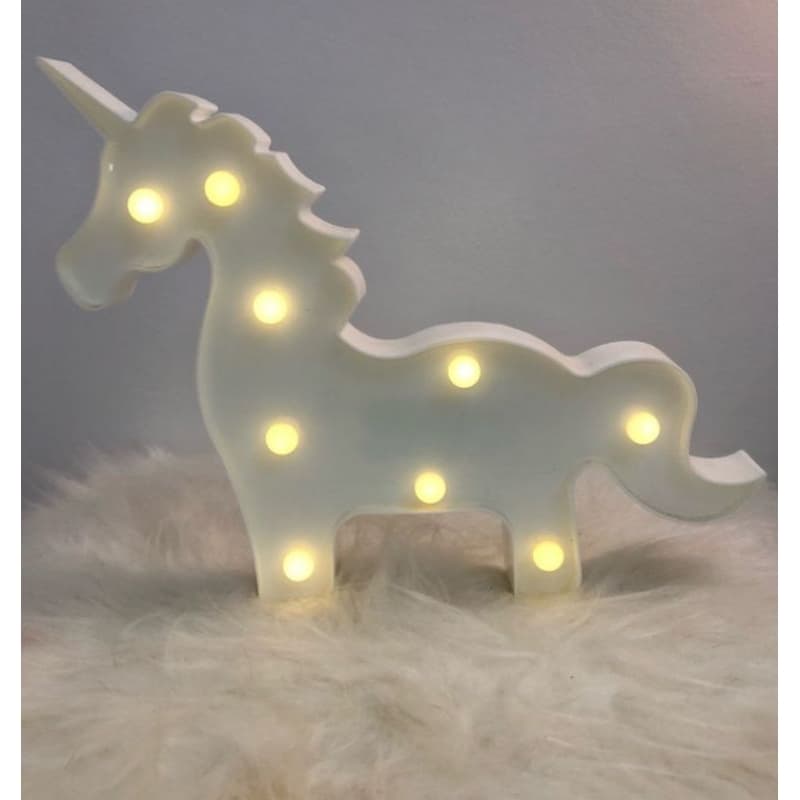 Luminária De Led Unicórnio Corpo Abajur Leds Decoração Branco

