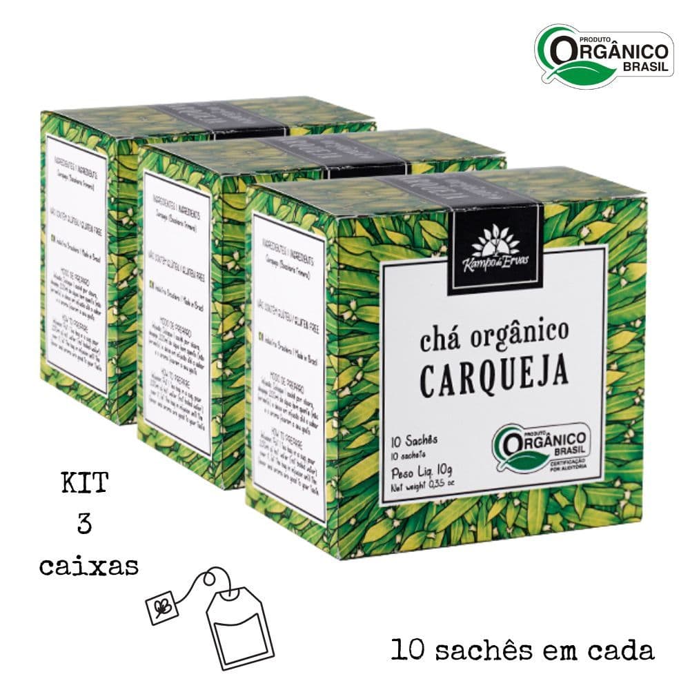 Kit 3 Carqueja erva Orgânico 10 sachês por caixa Kampo de Ervas