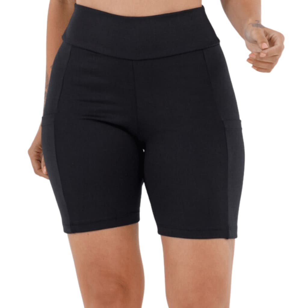 Bermuda Fitness Confort Roupa De Academia Feminina Short Com Bolso Nas Laterais Azul Marinho 3038.S2