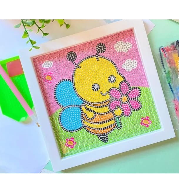 Kit Pintura 18x18 Com Diamante Infantil DIY 5D Desenho ALEATÓRIOS Animado Moldura Artesanato