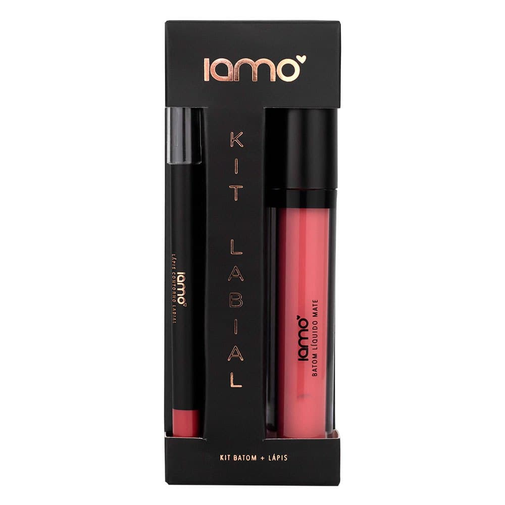 Kit Labial IAMO: Batom Líquido Matte + Lápis Contorno Labial | Longa Duração | Matte Intenso | Kit Completo Lip Combo