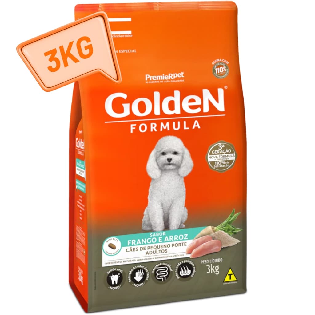 Golden Formula Cães Mini Bits Adultos 3kg Frango & Arroz