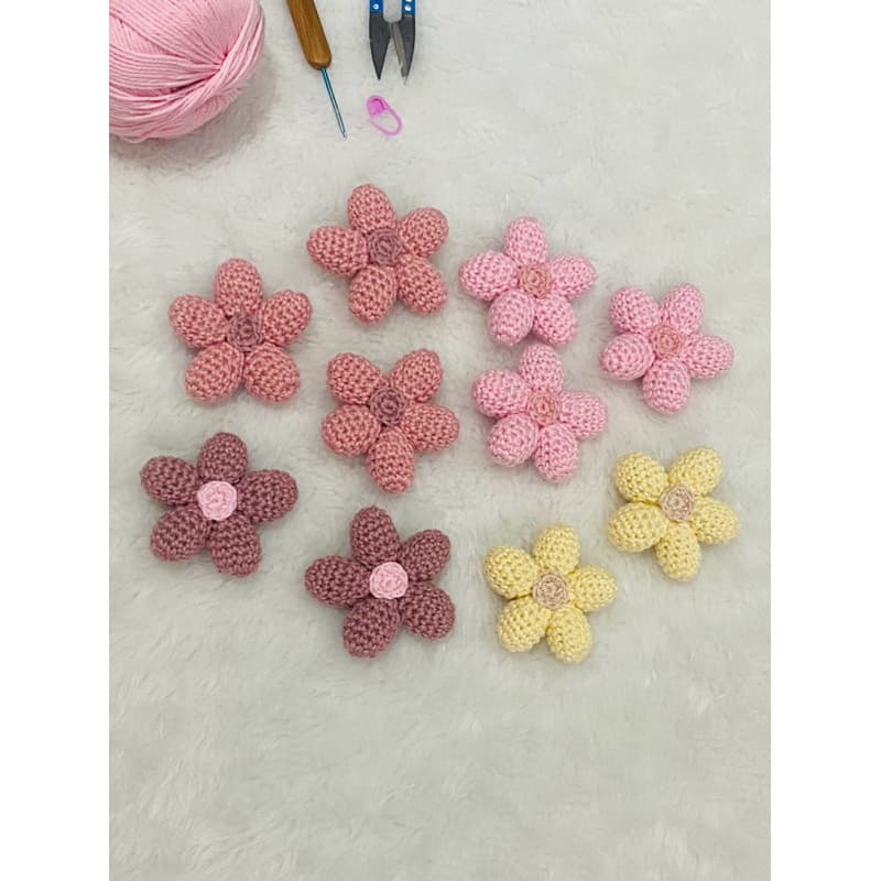 kit 5 flores amigurumi crochê