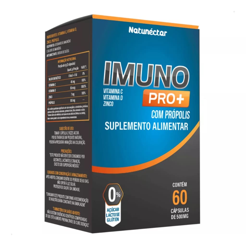 ImunoPro+ Vitamina C + Vitamina D + Zinco + Própolis 500mg 60 Capsulas