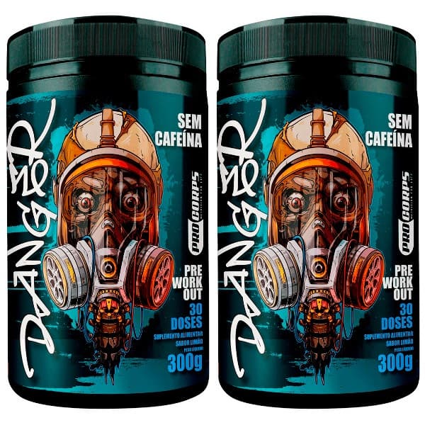Kit 2x Danger Pré-Treino Noturno (Sem Cafeína) - 300g Cada - Pro Corps (Sabor Limão)