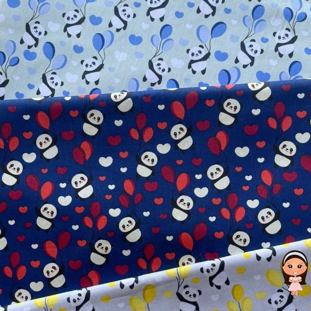 Tricoline 100% Algodão Panda 1,50 de Largura ,Roupas Infantis, Patchwork,Artesanato, Vestidos, bermudas, Enxoval de Bebê