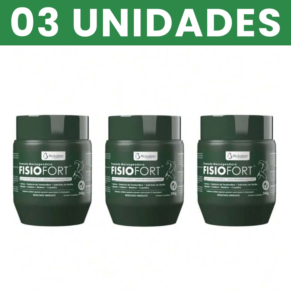 Kit C/ 3 Unidades Pomada Massageadora FISIOFORT 240g |- Bio Instinto