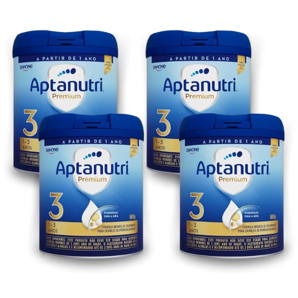 Kit 4x Fórmula Infantil Aptanutri Premium 3 Danone  Lata de 800g