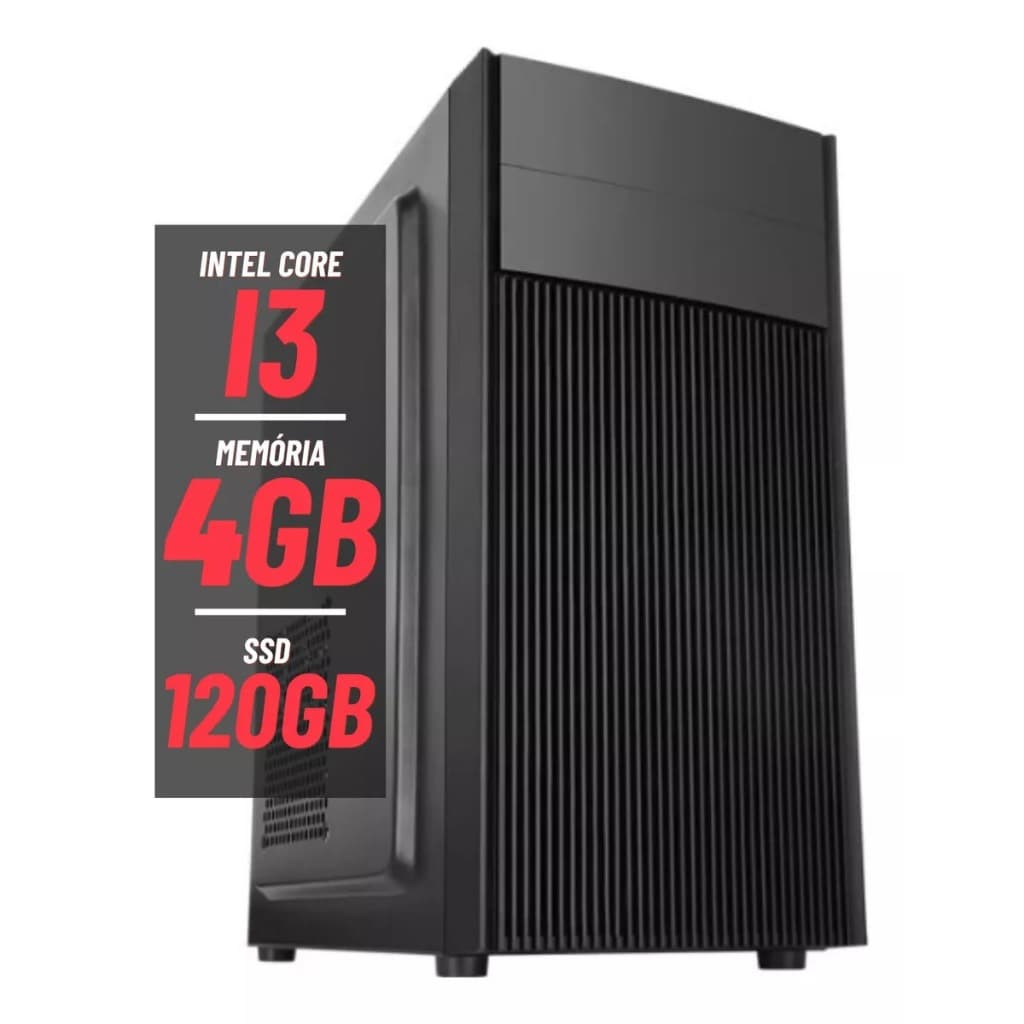 Computador PC Desktop Intel Core i3 - 04GB - SSD 120 - Wifi c/ Antena - Torre - Bivolt