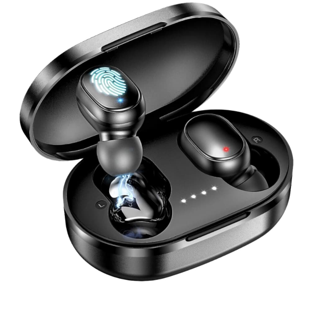 Fone De Ouvido Bluetooth 5.3 Sem Fio Fone Tws Duplo Com Microfone Luz Led Preto 5.0