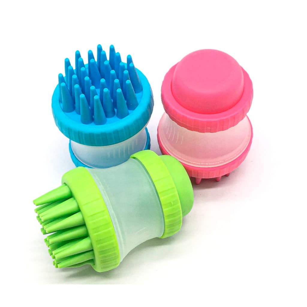 Escova de Banho para Cachorro e Gato Pente Lava Massageadora Lava Pelos Pet com Dispenser Shampoo