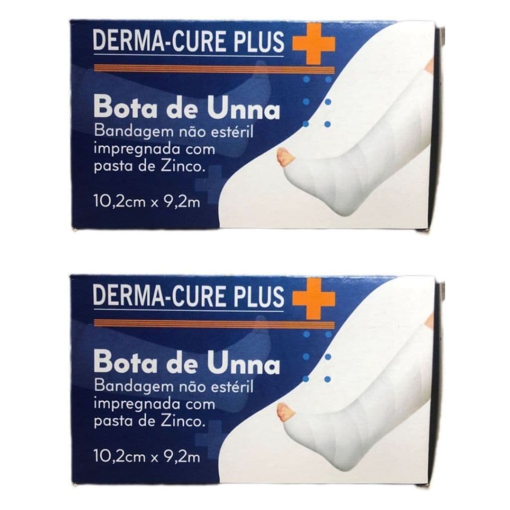 Kit 2 Derma-Cure Plus Bota de Unna 10,2cm x 9,2m Curativo Cicatriz Queimadura impregnada pasta Zinco