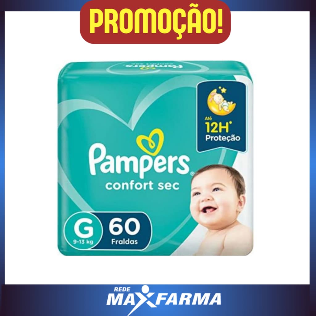 FRALDA PAMPERS CONFORT SEC 60 CADA PACOTE G