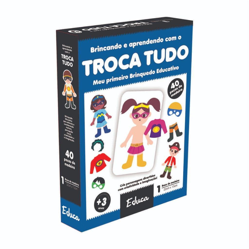 Jogo Me Vista Troca Tudo Em Madeira Educativo Pedagógico Didático Infantil Brinquedo