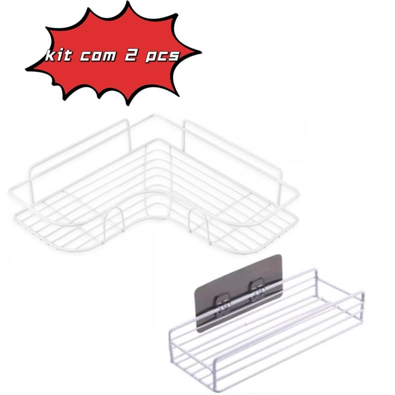 Kit  1 / 2 Prateleiras Suporte Com Alto Adesivos Para Parede Banheiro Cozinha lavanderia Shampoo E Sabonete