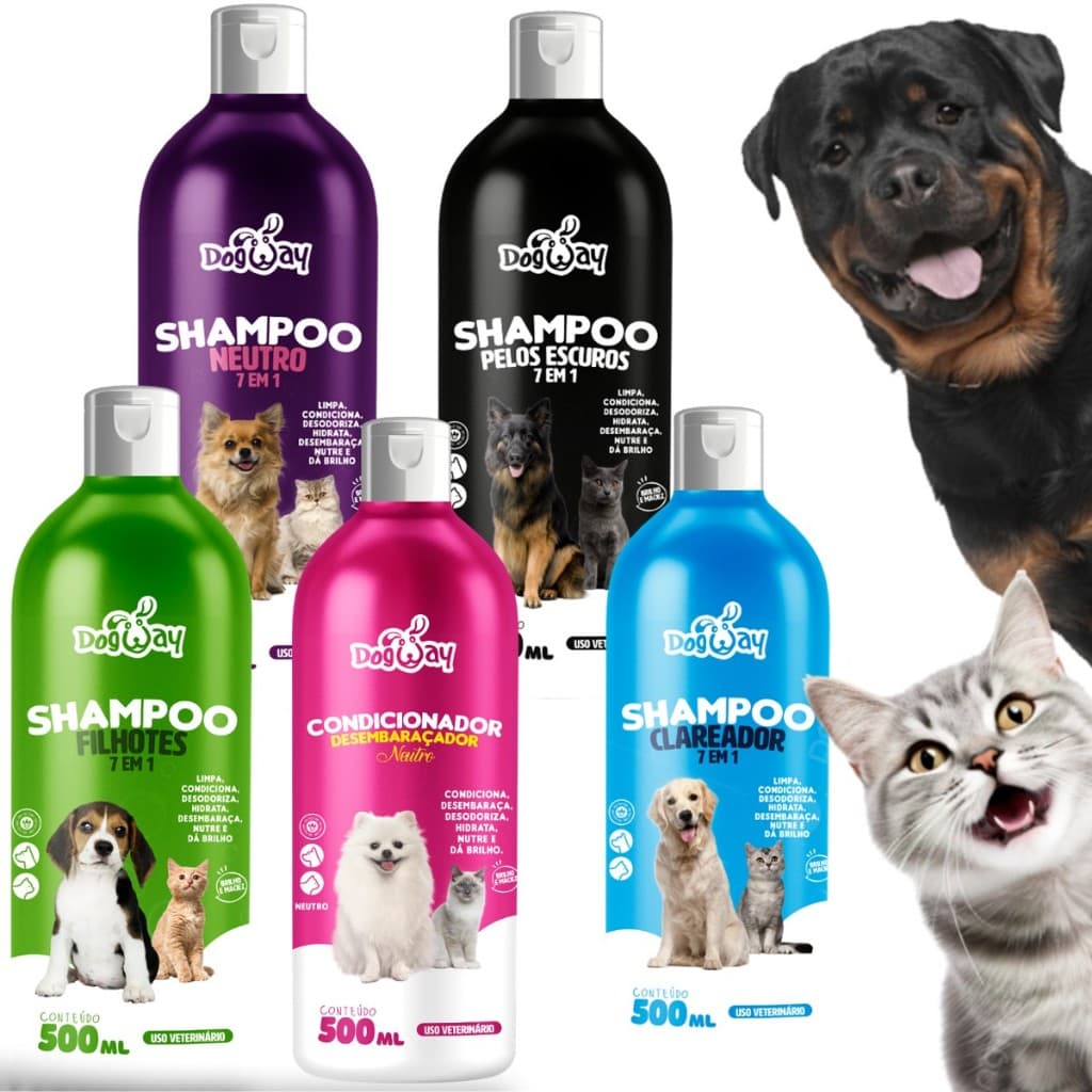 Shampoo e Condicionador 7 em 1 para Cães e Gatos Genial Pet 500Ml - Envio Imediato