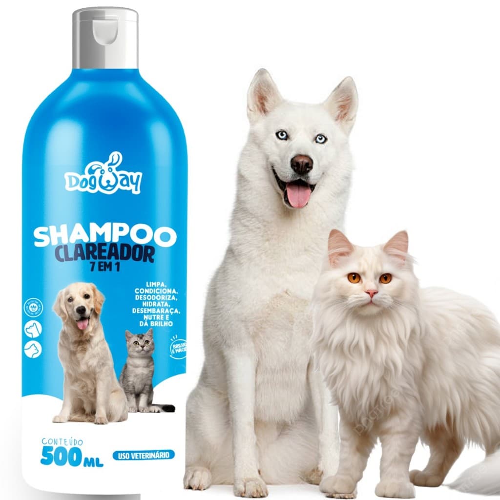 Shampoo Branqueador Banho Pet Para Cães E Gatos Pelos Brancos 500ml - Envio Imediato