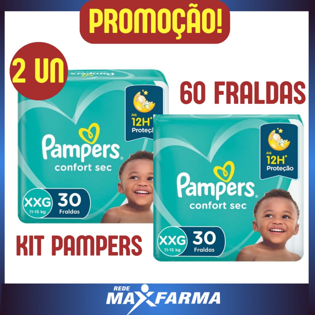 kIT 2 Pacotes Fralda Pampers Confort Sec Xxg 30 Unidades