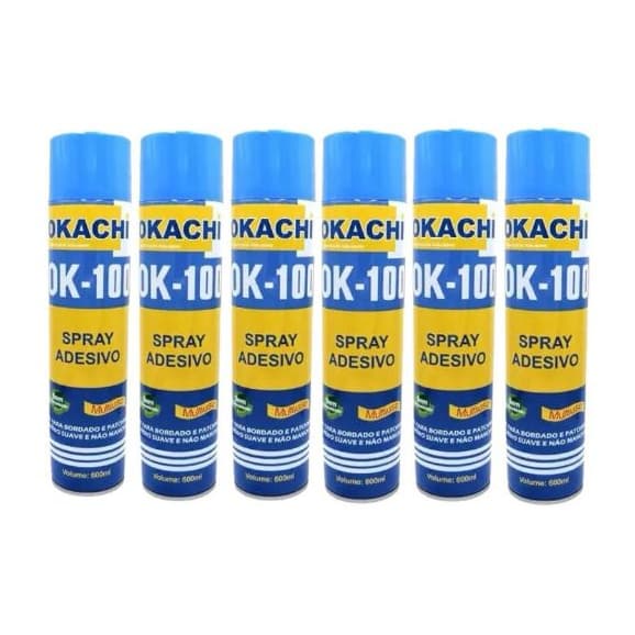 Kit com 6 Colas Okachi Spray Temporária Patchwork Bordados Tecidos - 600 ml