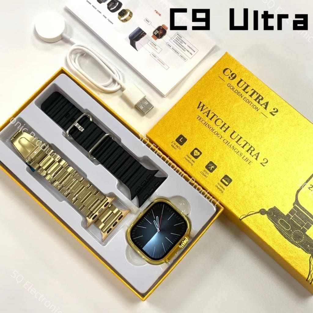 2024 C9 Ultra 2 Gold Smart Watch NFC Relógio Smartwatch Sem Fio Bluetooth Chamada Homens Mulheres Série Esportiva PK HK9