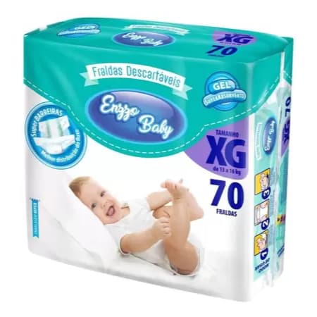 Fraldas Descartável Infantil Enzzo Baby - Tamanho XG - 70 Unidades
