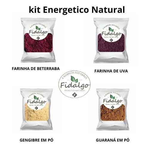 Kit ENERGETICO Beterraba em Pó 500g, Farinha de Uva 500g, Gengibre em Pó 500g Guaraná em Pó 500g