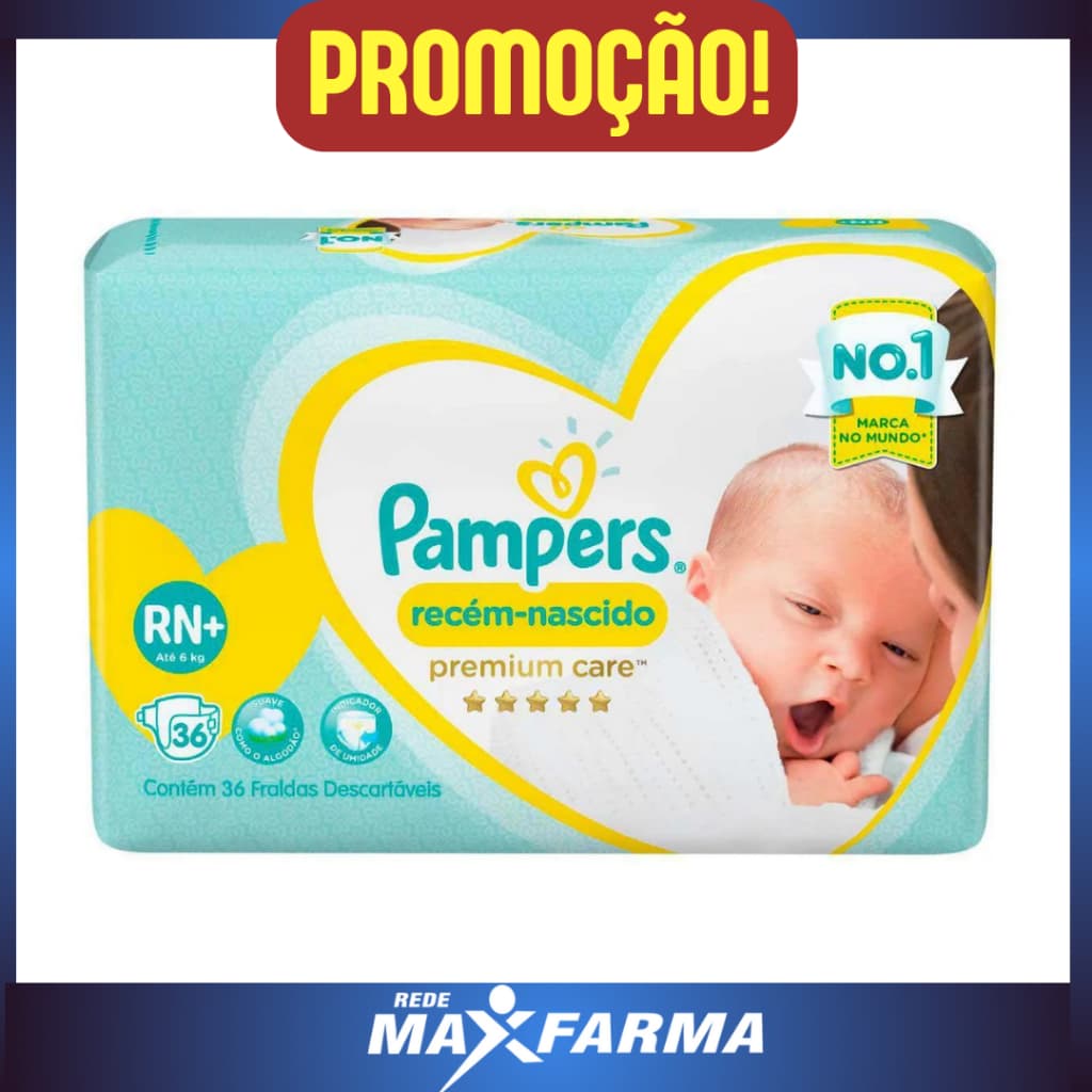 Fralda Pampers Premium Care Recem-Nascido RN+ 36 Unidades