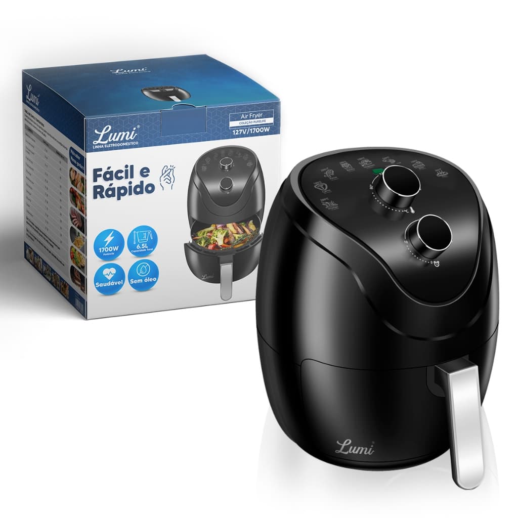 Fritadeira Sem Oleo Air Fryer Facil e Rapido 6.5L Litros 1350W-1400W Coleção  220V FIT Lumi