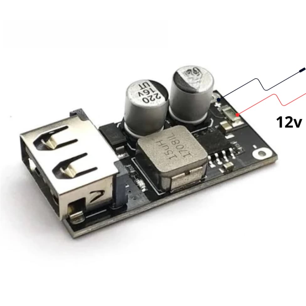 Módulo de carregamento de telefone rápido, conversor de 9v a 12v para 5v 3.3A USB  Step Down VDC. Carregador automotivo veicular