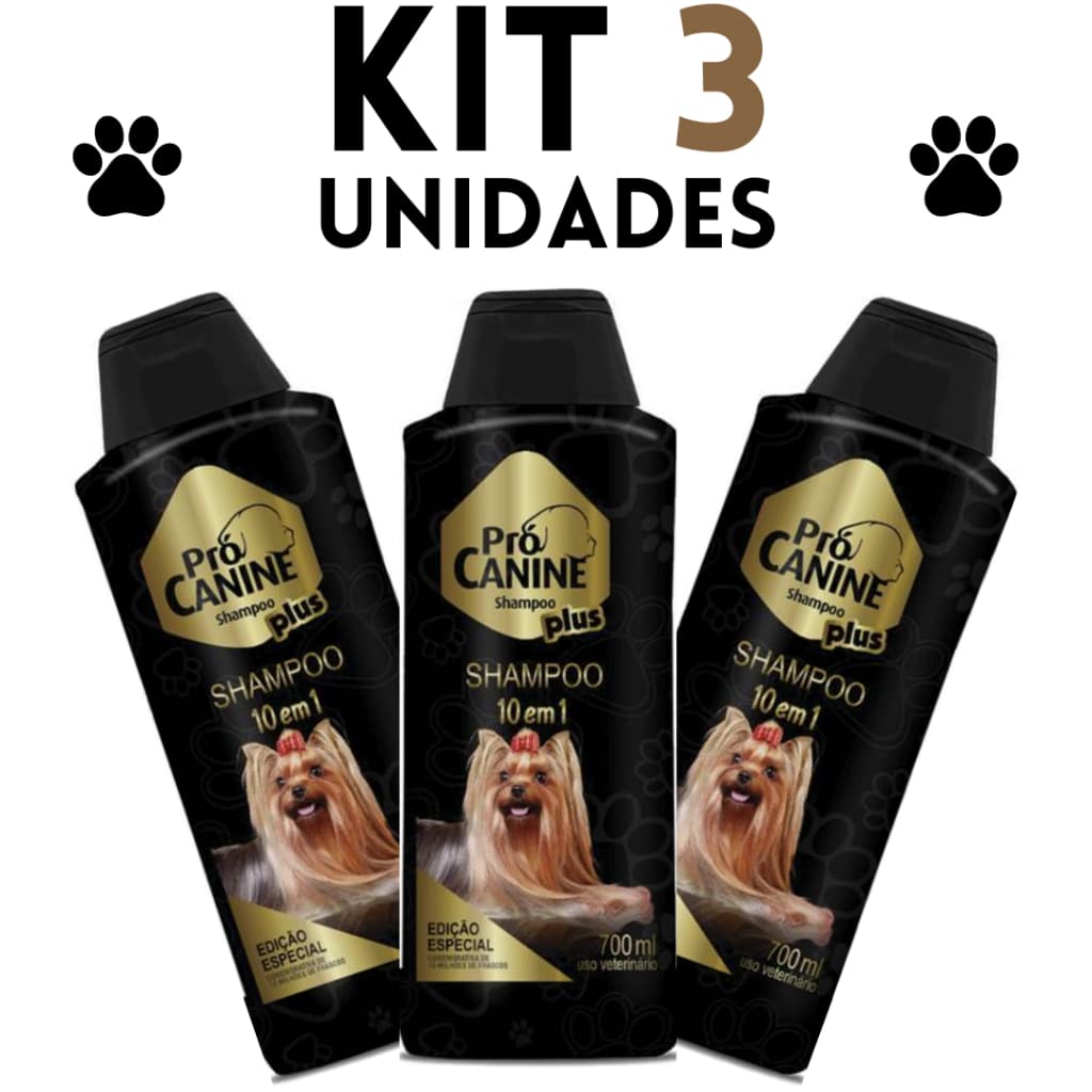 Kit 3 Shampoo para Cachorro 10 em 1 PróCanine 700ml