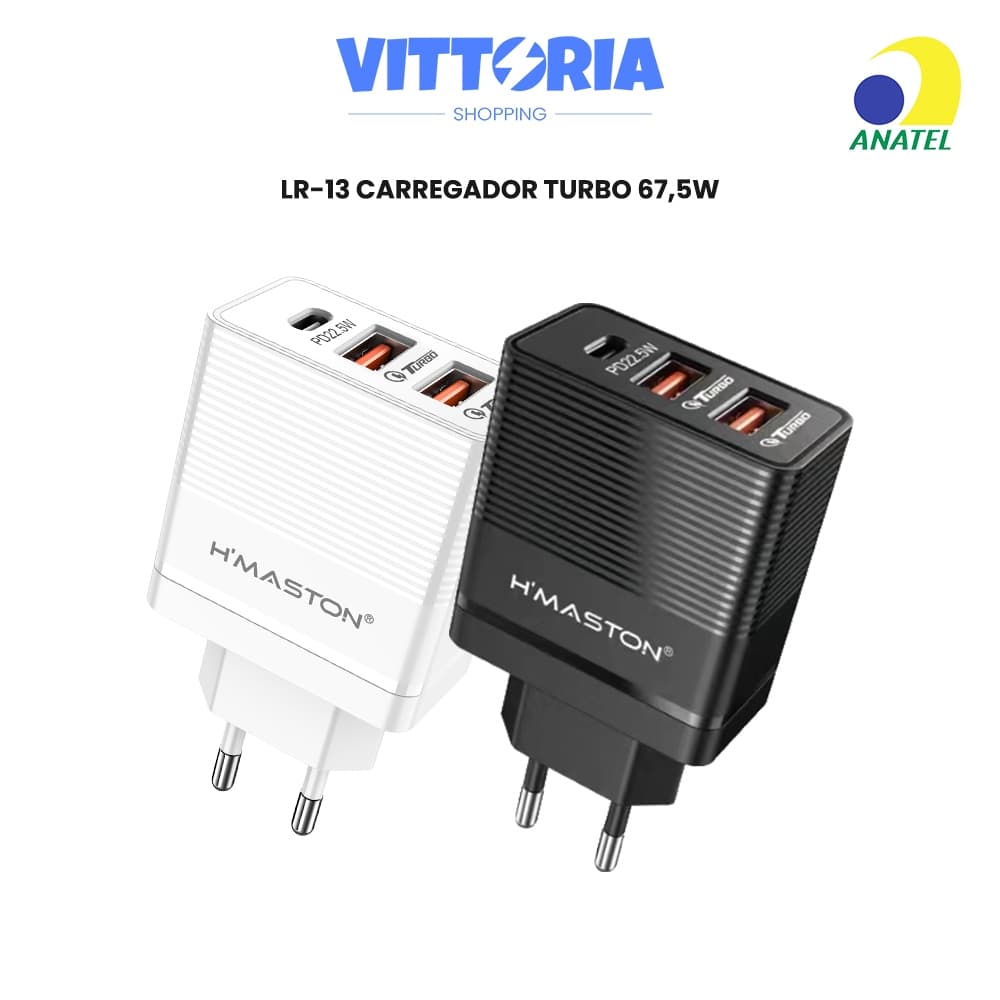Carregador Turbo LR-13 PD22.5W + QC3.0 3 Portas Carregamento Rápida para Celular Tablet