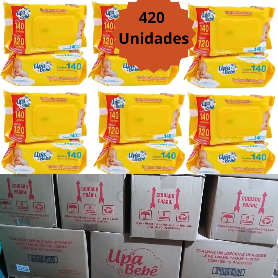 420 Unidades de Lenços Umedecidos Multiuso - Limpeza Prática e Eficiente Marca Upa Bebê