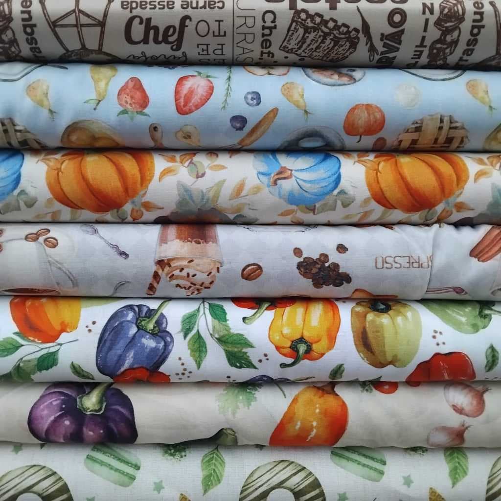 Tecido Tricoline 100% Algodão; 1,50mt De Largura;  Estampas De Cozinha Variados | Artesanato | Patchwork