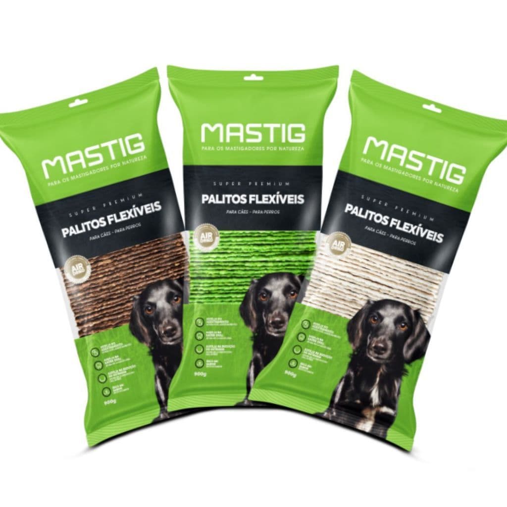 Osso Palito Flexível Sabor Bacon, Menta ou Natural Mastig 900 Gr
