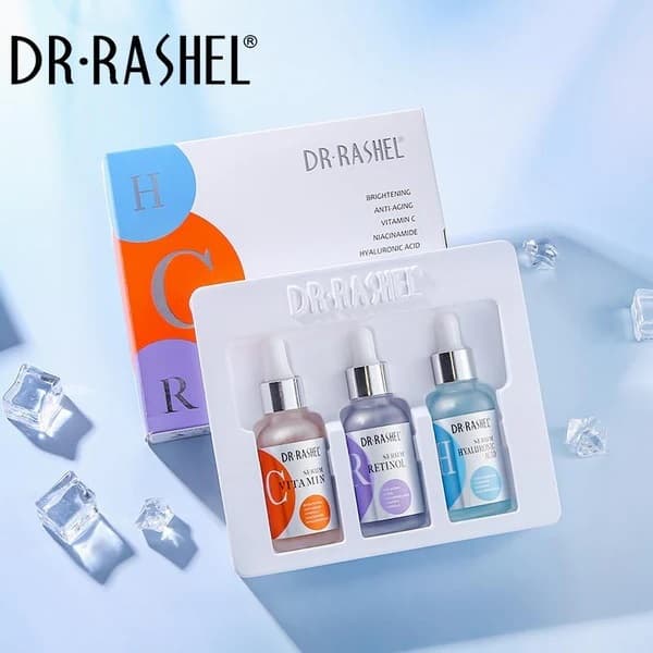 Kit Sérum Facial Vitamina C, Ácido Hialurônico e Retinol DR-RACHEL
