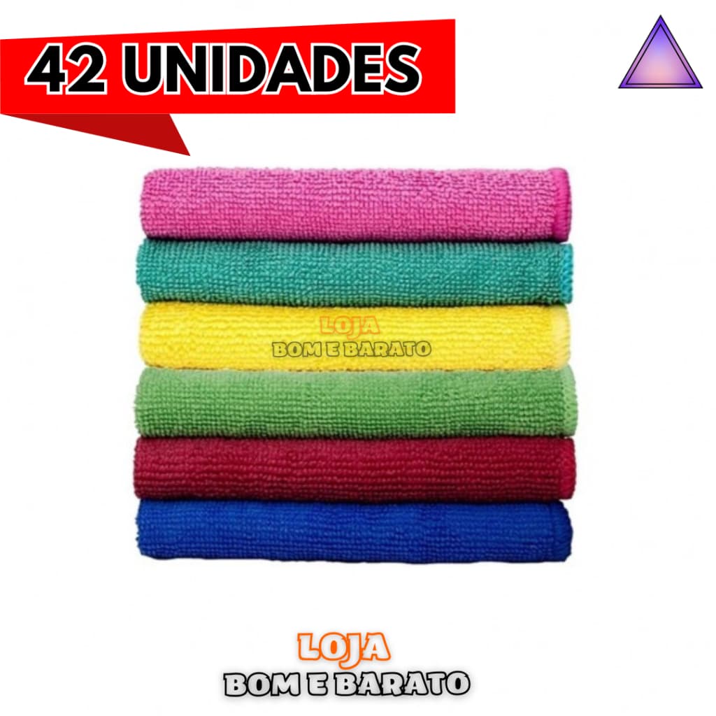 KIT com 18/30/42 Panos limpeza Toalha 30x30cm Microfibra multiuso Toalha Mágica Carro