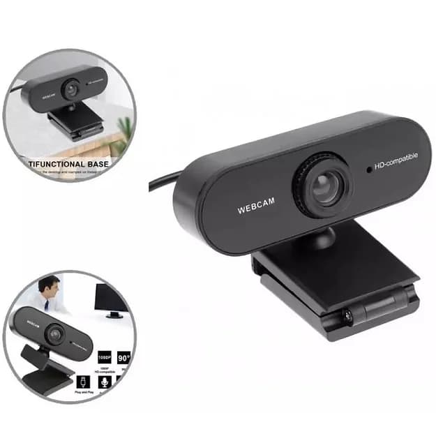 Mini Câmera Webcam FULL HD c/Microfone Visão 360º Autofoco
