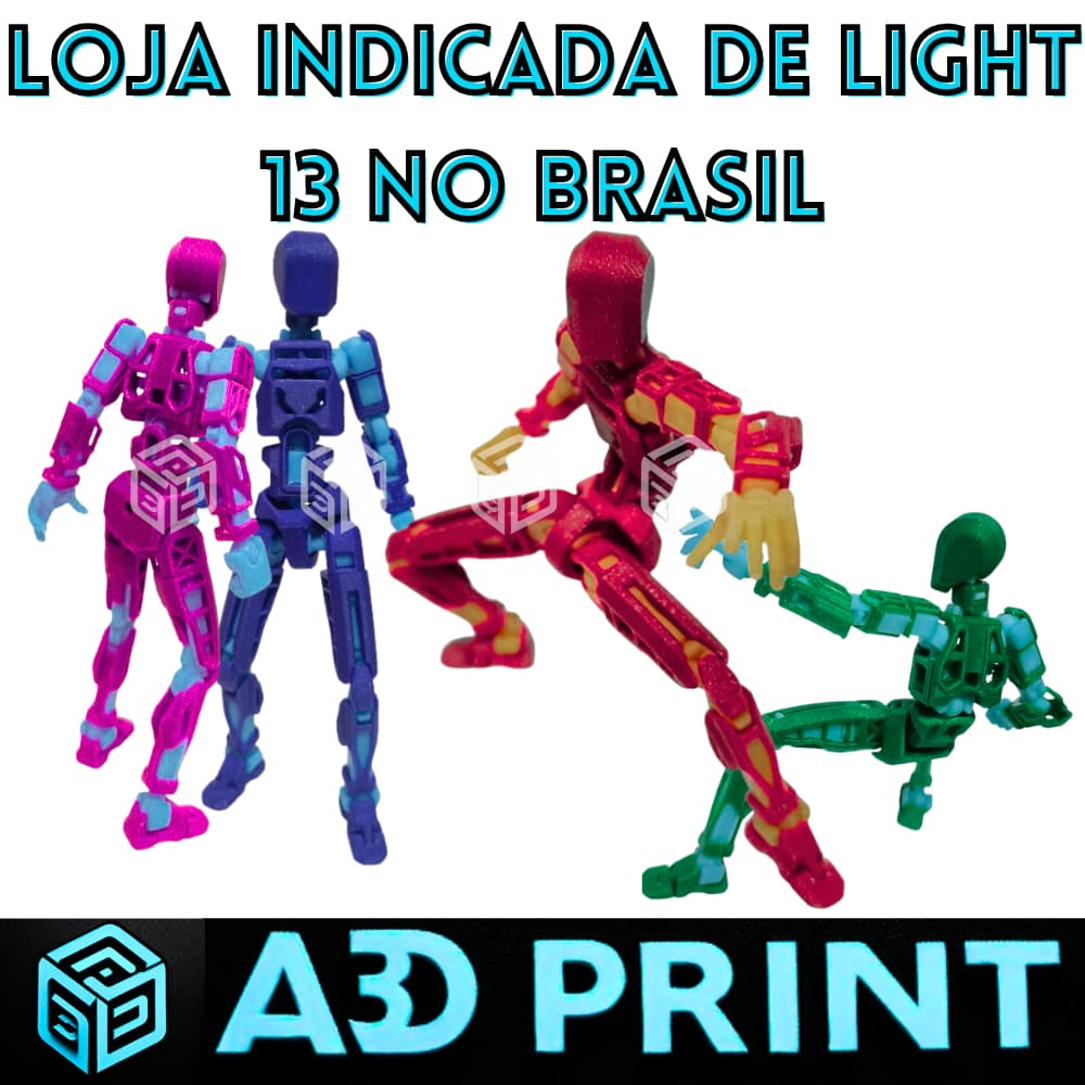 Boneco Light 13 - Dummy Articulado Action Figure Brinquedo Educativo + Kit Armas Varias Posições 3D