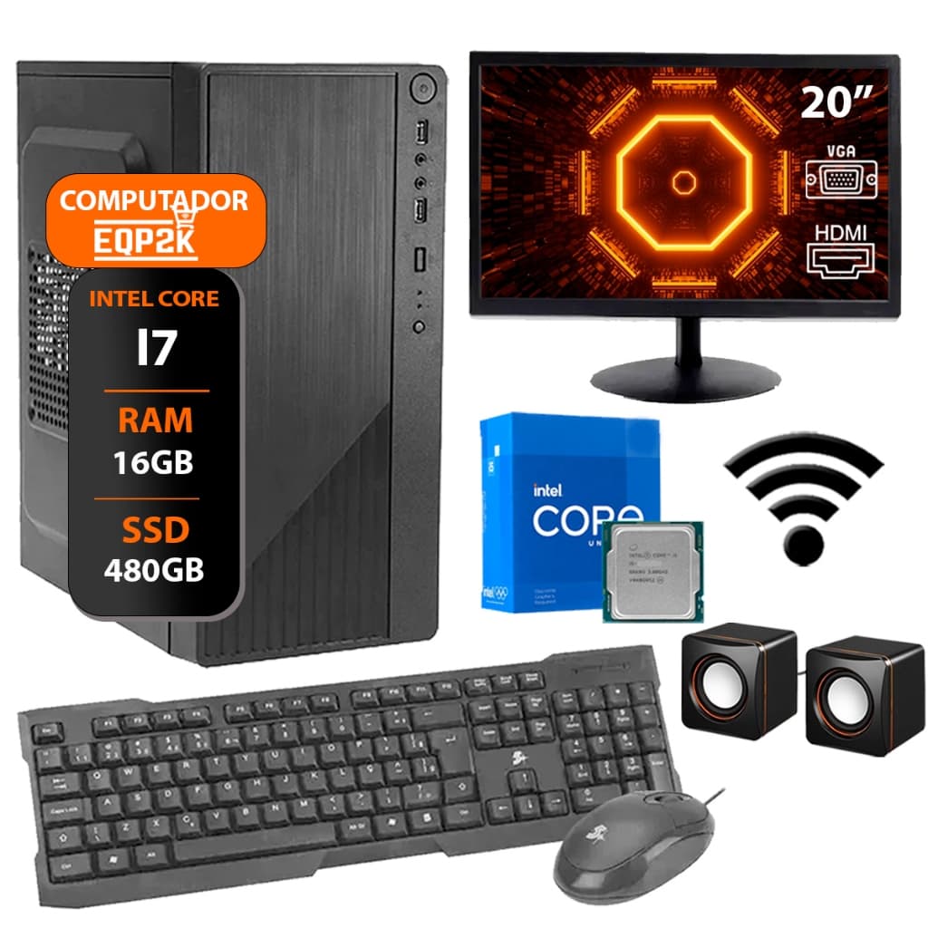 Computador Intel Core I7 3°gera. Ssd 480gb 16gb Memória Ram Monitor 20 Placa 2gb