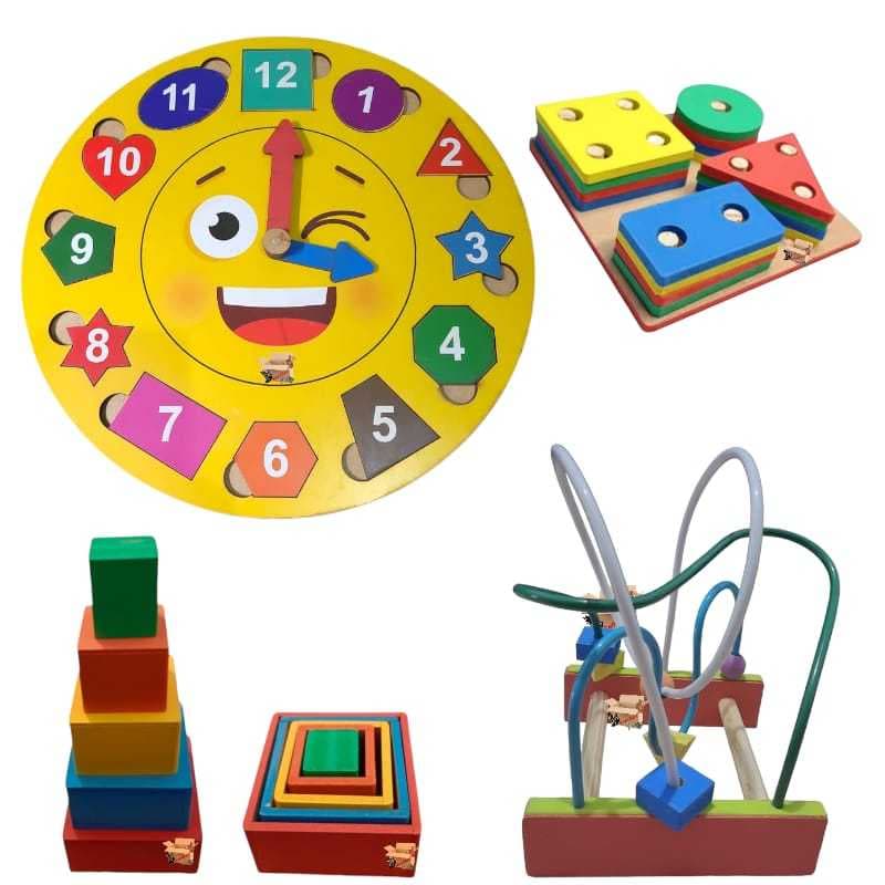 Kit Brinquedo Pedagógico Educativo Em Madeira Escolha O Seu Kit Educativo